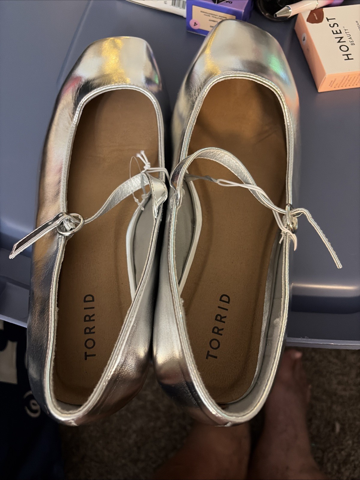 Torrid  Shoes 11 Ww Mary Jane Flats Silver New Without Tag