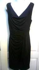 WHITE HOUSE BLACK MARKET SZ 10 LITTLE BLACK DRESS DRAPED FRONT EUC