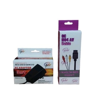 SNES AC Power Cord + AV Cable For Super Nintendo SNES Console NEW BOXED