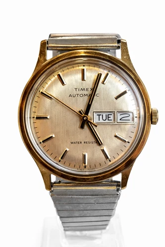 Vintage Timex Automatic Day-Date Watch – Working – Gold Tone – Water Resistant