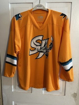 San Jose Sharks Barracuda Hockey Neon Orange Hockey Jersey Game Giveaway M