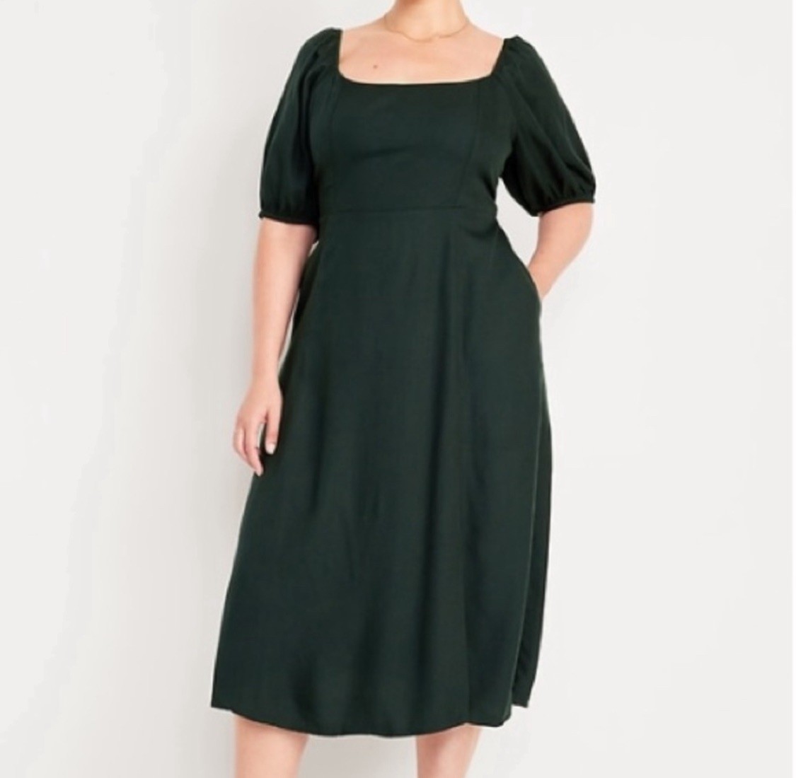 Old Navy Crepe Midi Dress Plus Size 3XL Forest Green