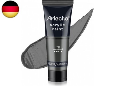 Artecho Acrylfarbe Mars Schwarz 120 ml, Wasserfest und Lichtecht, Schnell