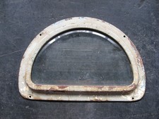 antique HALF ROUND BEVELED GLASS WINDOW 6x10" for TOLEDO COMPUTING BARREL SCALE