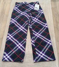  2850 Mens Burberry Check Wool Trousers Pants Vine Green 52 US 36