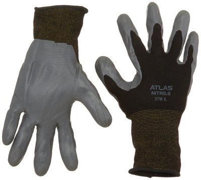 12 Pack - Atlas 370 Black Work Gloves - Large