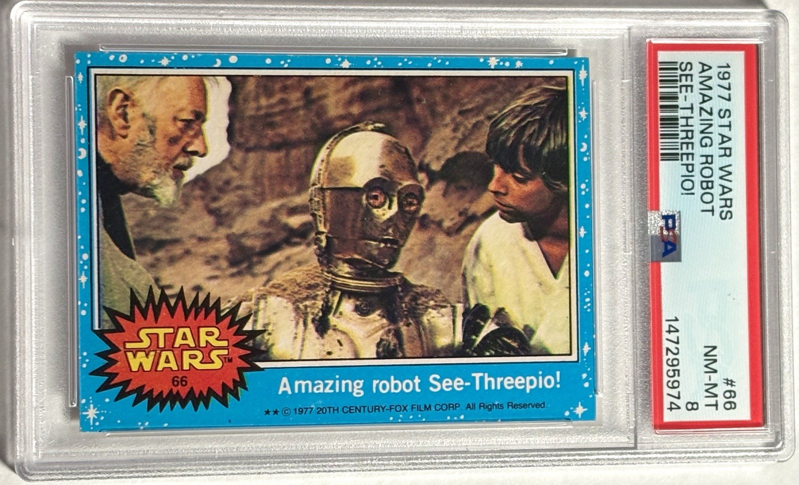 1977 Topps Star Wars Series 1 Amazing Robot See-Threepio #66 PSA 8 Hard 2 Find!