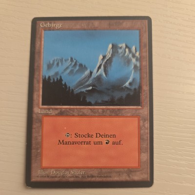 MTG 1x Revised basic land HP German FBB Mountain (foggy)
