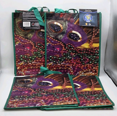 #ad Winn Dixie Mardi Gras Print Reusable Shopping Bag Retired Lot Of 4 $29.69