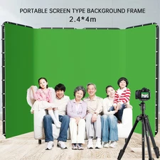 2.4x4m Background Stand Frame w/ Photography Green Screen Backdrops Background 