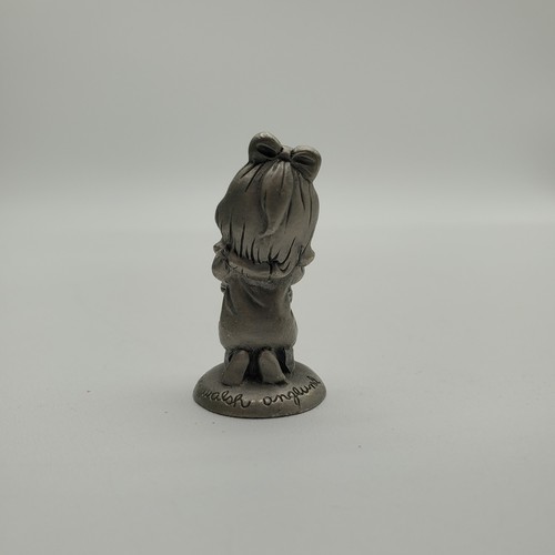 1983 Joan Anglund Little Gallery Hallmark Girl with Kitten Pewter Figurine - Picture 4 of 7