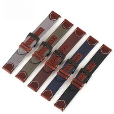 Quality Retro Nylon Genuine Leather Watch Band 20mm 22mm 24mm Men's Sports Strap