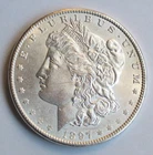 1897-P $1 MORGAN SILVER DOLLAR, GEM BU/MS, BETTER DATE, NICE+, ORIGINAL C610