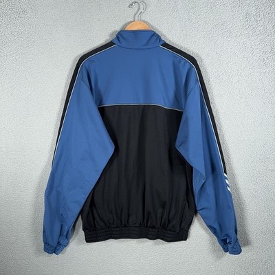 Vintage Y2K Adidas Jacket Mens Large Blue Black Track 3 Stripes