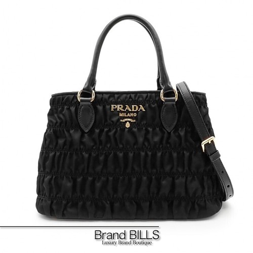 PRADA Tessuto Gather 2way bag handbag shoulder bag 1BA173 nylon black women s