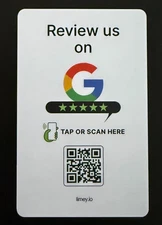 Limey NFC + QR Google Review Card – White - Boost Reviews with a Tap or Scan