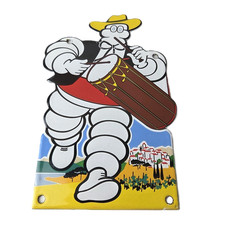 Vintage Michelin Tires Sign - Gas Pump Plate Garage Service Porcelain Ad Sign