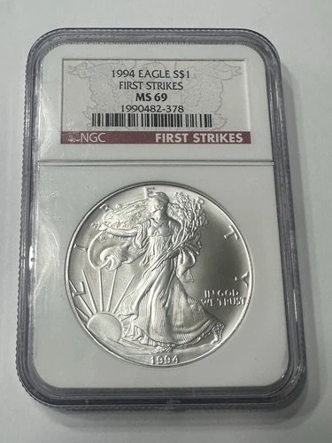 1994 American Silver Eagle First Strikes MS 69 NGC 1 Oz. .999 Fine Silver