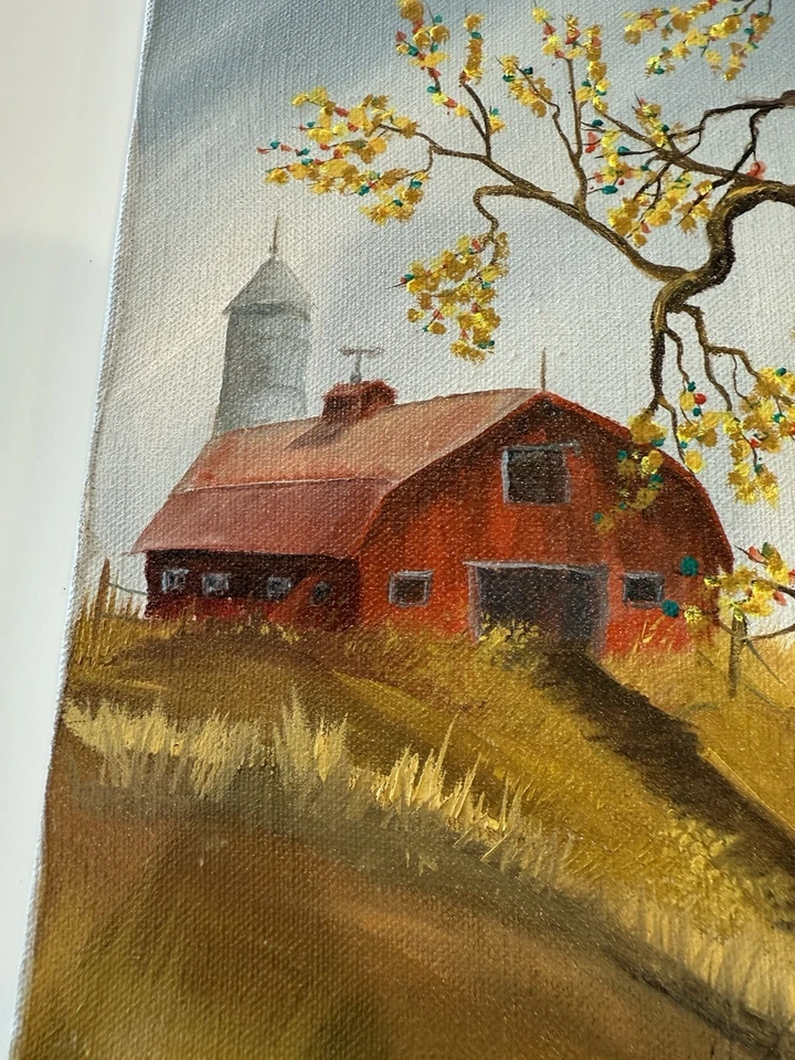 Arte vaquero original pintura al óleo caballo granero lienzo occidental 15,5" x 12" Foto 4 de 4