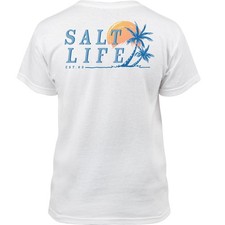 Salt Life Palm Tee White Youth Palm Youth Med Live Salty Saltlife NWT