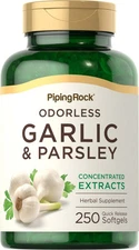 Odorless Garlic and Parsley Pills | 500mg | 250 Softgels | by Piping Rock