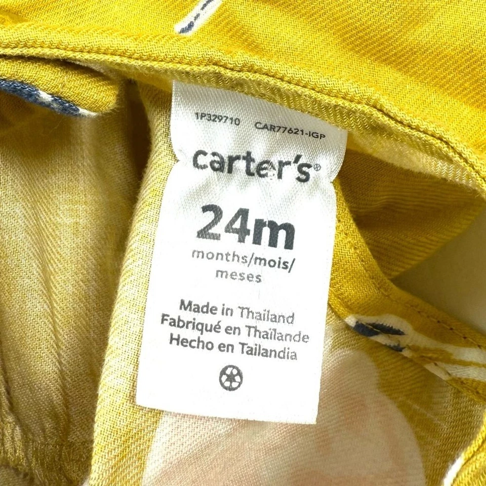 Mono CARTERS Niña Mostaza Floral Sin Mangas 24M Cottagecore Boho Preppy Foto 3 de 4
