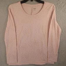 A New Approach Womens Multicolor Long Sleeve Top Size Medium Gold Stars Soft