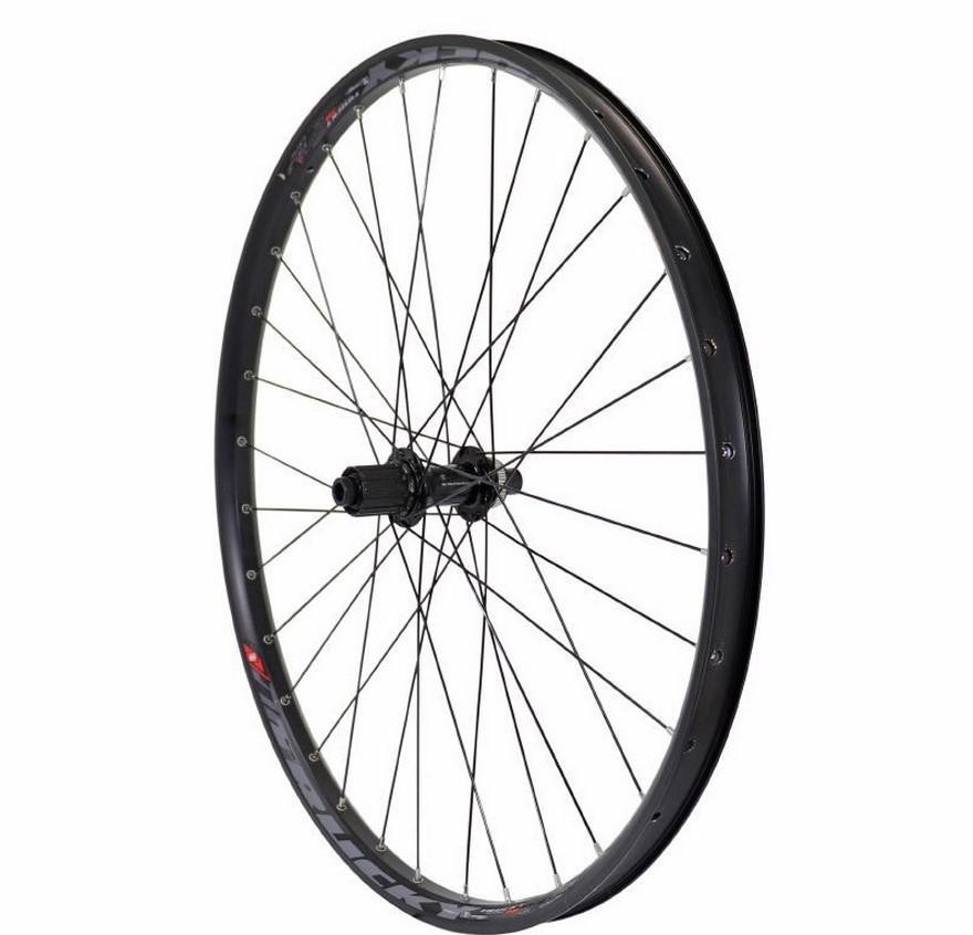 Roue vtt 27.5 arrière pneu large jante Trucky noire et moyeu MT400 11v