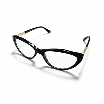 Amelia E Reading Glasses +1.50 Black Gold Cat Eye Readers 