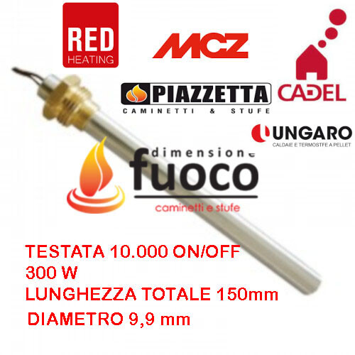 Candeletta Accensione Stufa A Pellet | 250W - 9,9mm - 153mm | Compatibile Con Deville, MBZ, Klover