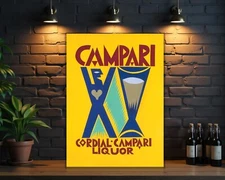 Vintage  Cordial Campari Art Deco Hourglass Heavy Metal Sign - (60X40 CM)