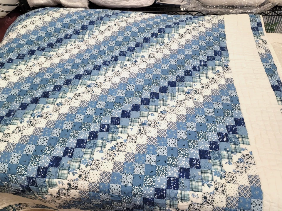 Edredón KING de algodón artesanal Charter Club Around the World azul - sin fundas de almohada Foto 4 de 4