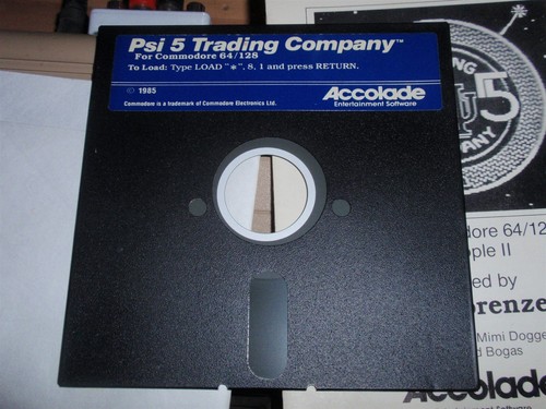 Psi 5 Trading Company 5.25" Floppy Disk + Manual Commodore 64/128 Accolade 1985 - Picture 2 of 19