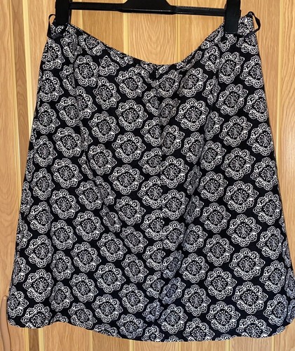Laura Ashley Leinenrock 55% Leinen gefüttert Gr.UK16/EUR42 Schwarz-Weiß Wie neu - Bild 4 von 5