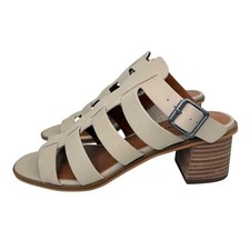 Lucky Brand Beige Lindzay Heeled Gladiator Sandals Women's Sz 7.5M Faux Leather