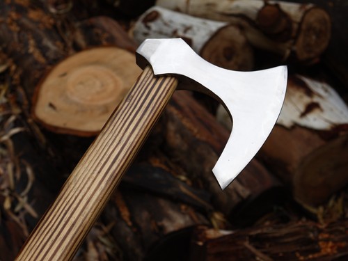 EDC Ascia Viking Mano Lama Acciaio al Carbonio L Ascia Tomahawk con Fodero in Pelle BL-4023 - Foto 13 di 19