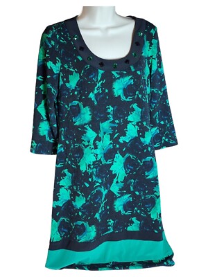 Madison leigh dress womens Size 8  Boho Faux Jewel Collar 3/4  Sleeve