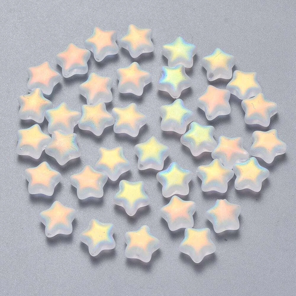 8MM AB Frosted Colored Glass Star Beads C01