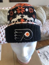 New Era Philadelphia Flyer NHL Knit Beanie Cuff -Snowflake- Moose Design