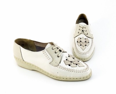 Halbschuhe Samalamander Schnürer Leder beige creme Gr. 7,5 = 41 F