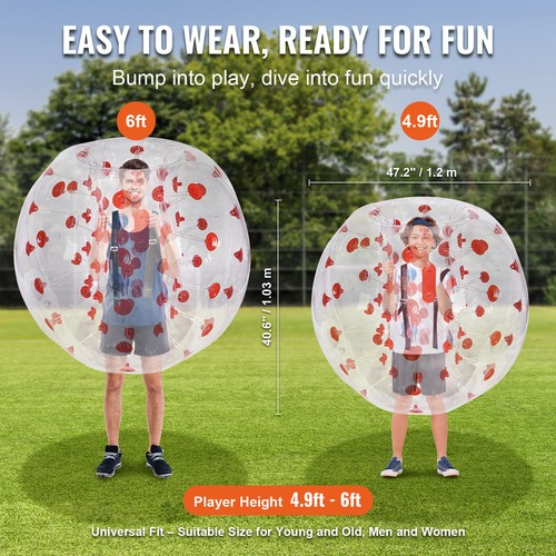 VEVOR 1,2m Bumper Ball Bubble Soccer Zorb Aufblasbarer Stoßball Rote Punkte - Bild 3 von 12