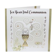 Heilige Kommunion 3D Karte Mit Umschlag 15cmx15cm - Gold C26075