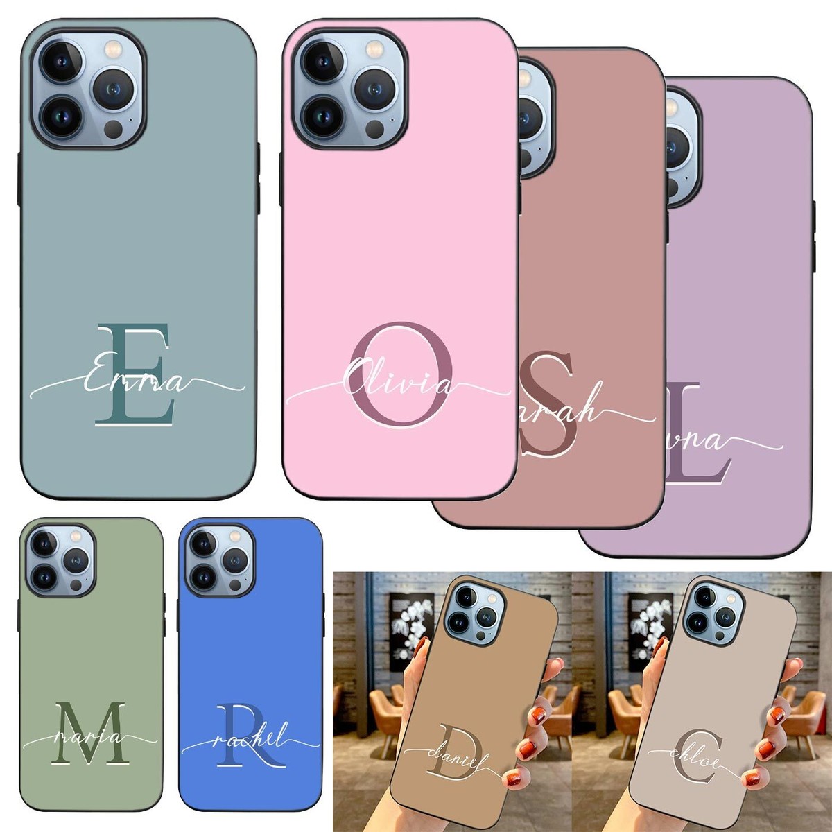 Personalised Initials Name Phone Case Cover For iPhone 16 Pro Max 15 14 13  12 11