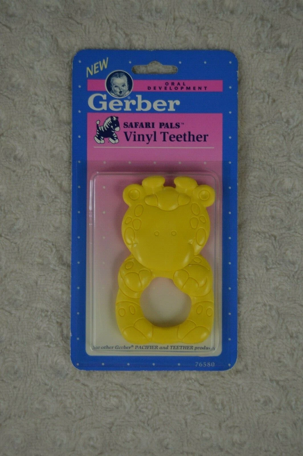 Gerber Safari Pals Vinyl Teether Baby Toy Yellow Giraffe NEW Vintage 76580 1992