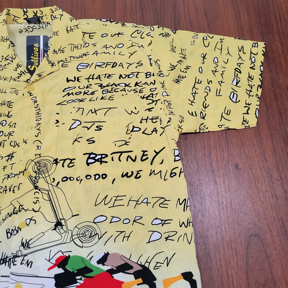 Camisa vintage y2k Hater amarilla scooter ropa de calle hip hop XL nueva con etiqueta Foto 3 de 4