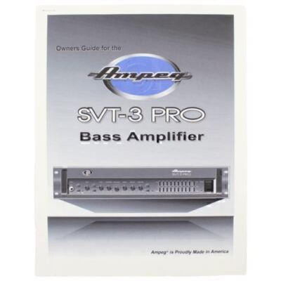 Ampeg SVT-3 pro Bass Amplifier Owner's Guide USA Stapled Color 