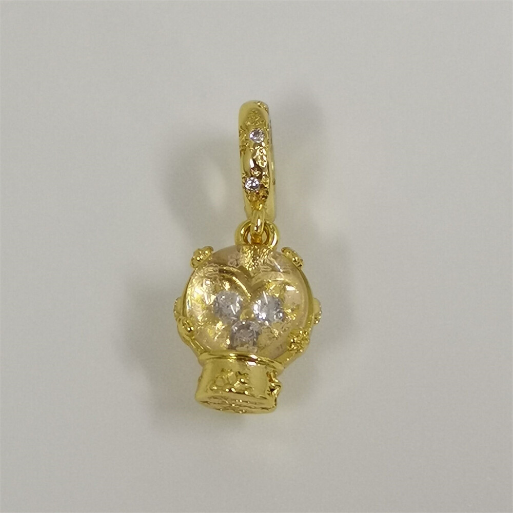 Pandora Heart Snowflake Globe Dangle Charm Necklace Ornament