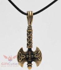 Brass Pendant of Viking battle axe charm talisman necklace IronWork