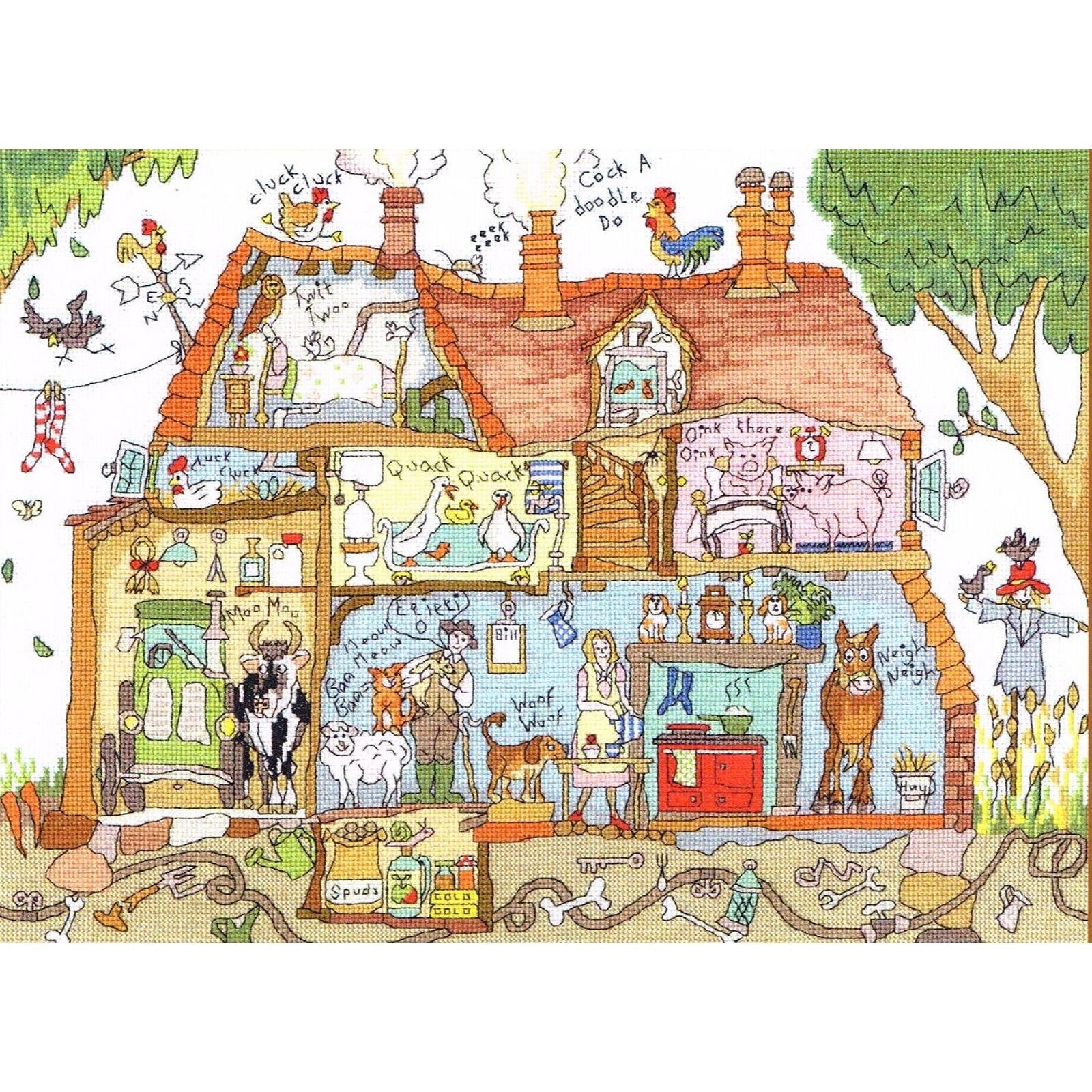 Point de croix Vieux MacDonald Bothy Threads avec fils pré-triés et toile Aida