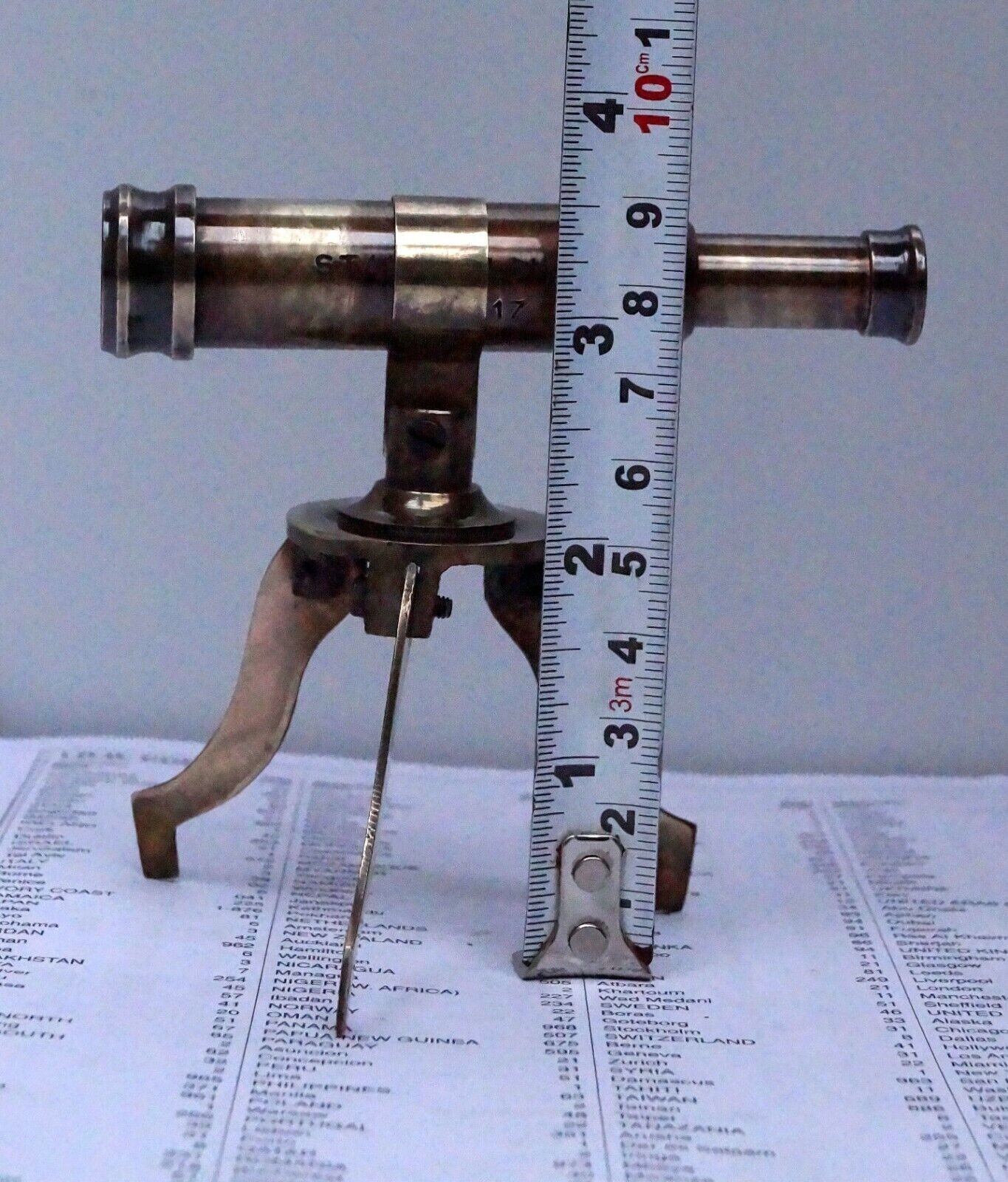 Victorian Brass Telescope with Mini Tripod Stand Antique Vintage Tabletop D&eacute;cor